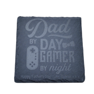 Dad By Day Gamer By Night Slate Coaster
